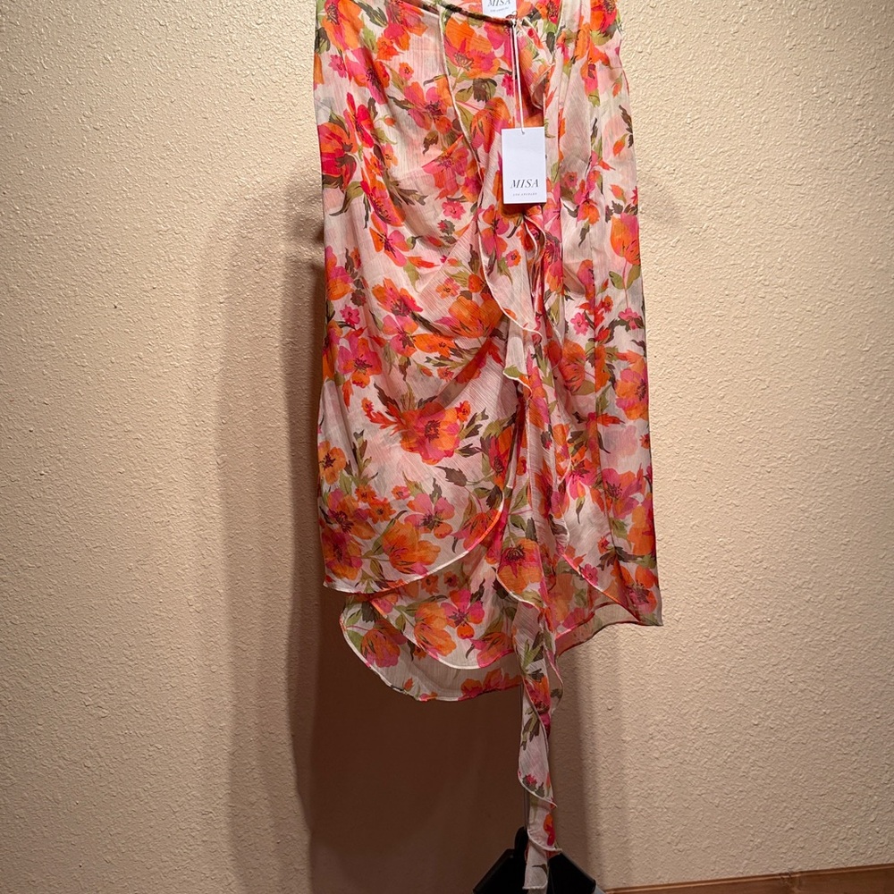 Misa Floral asymmetrical midi ruffle skirt WOMENS size medium NWT - Picture 6 of 17
